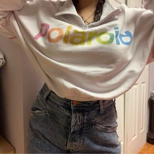 Colorful Polaroid Printed White Long Sleeved Shirt